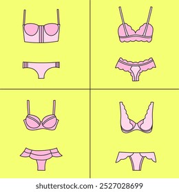 Biquíni Set cueca rosa bonito das mulheres