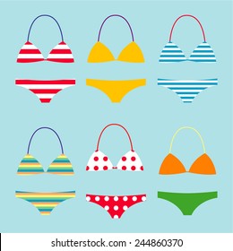  Bikini set isolated on blue background