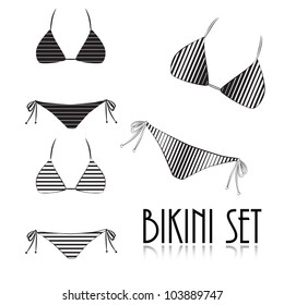 Bikini set with stripes isolated on white background