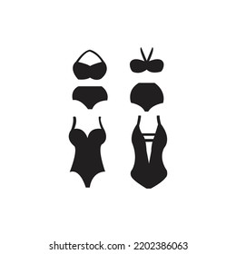 Símbolo del icono del vector del conjunto de bikini
