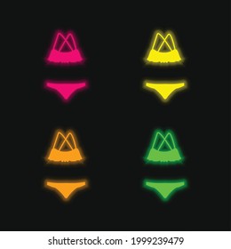 Bikini Forma cuatro colores brillante neón vectorial icono