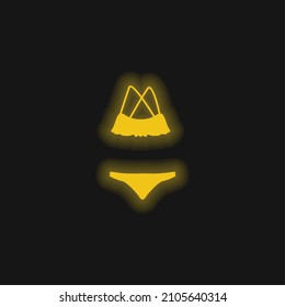 Bikini Shape yellow glowing neon icon