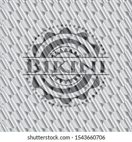 Bikini silver badge or emblem. Scales pattern. Vector Illustration. Detailed.