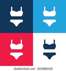 Bikini Suit blue and red four color minimal icon set