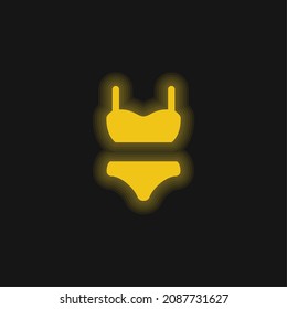 Bikini Suit yellow glowing neon icon