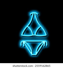 bikini summer clothes for swimming neon light sign vector. bikini summer clothes for swimming illustration