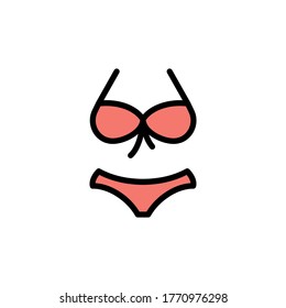 Bikini, summer icon. Simple color with outline vector elements of vacation icons for ui and ux, website or mobile application