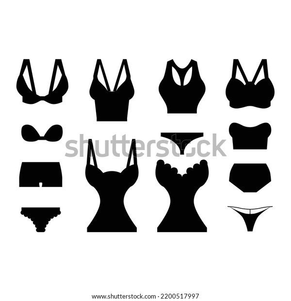 Bikini Swimming Costume Beach Wear Silhouette Stock Vector (Royalty ...