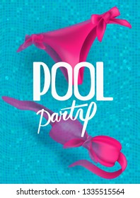 Bikini In A Swimming Pool. Pool Party. Vector Illustration