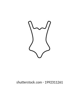 Bikini swimsuit icon in flat black line style, isolated on white background 