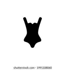 Bikini swimsuit icon in solid black flat shape glyph icon, isolated on white background 
