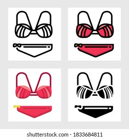 Bikini swimsuit icon vector design in filled, thin line, outline and flat style.
