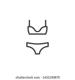 Bikini swimsuit line icon. linear style sign for mobile concept and web design. Female swimwear outline vector icon. Symbol, logo illustration. Vector graphics