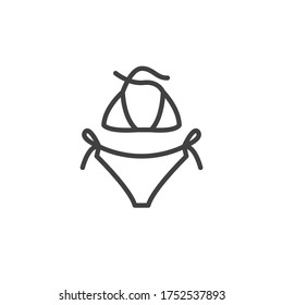 Bikini swimsuit line icon. linear style sign for mobile concept and web design. Woman swimsuit outline vector icon. Symbol, logo illustration. Vector graphics