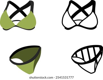 Bikini swimsuit vector icon top and bottom