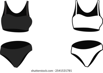 Bikini swimsuit vector icon top and bottom