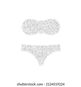 The bikini symbol filled with black dots. Pointillism style. Vector illustration on white background