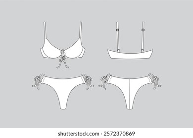 Bikini technical fashion illustration, Beachwear vector, Bikini vector