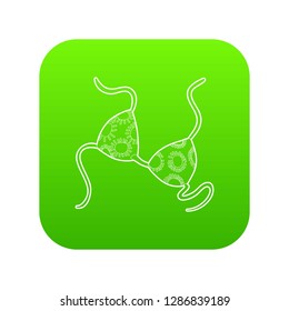 Bikini top icon green vector isolated on white background