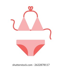 Bikini vector icon. Flat minimalistic illustration of pink swimsuit. Summer season concept.