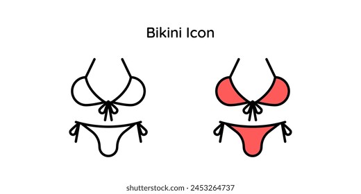 Línea de Vector de bikini y estilo de color de línea