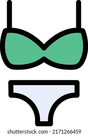 Ilustración del vector de bikini sobre un fondo transparente.Símbolos de calidad premium.Icono vectorial de trazo para el concepto y el diseño gráfico.