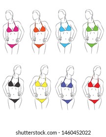 Bikini vector line art illustration.