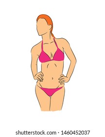 Bikini vector line art illustration.