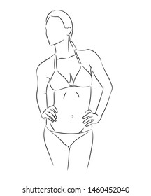 Bikini vector line art illustration.