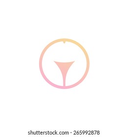 Bikini vector logo template. Abstract isolated symbol. Pink logotype. The sign for a strip club.