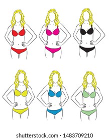 Bikini vector sexy graphic line design.