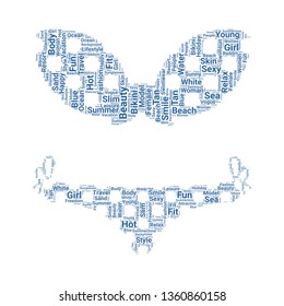 bikini word cloud. tag cloud about bikini.