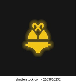 Bikini yellow glowing neon icon