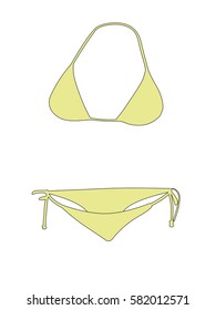 Bikini yellow realistic vector illustration isolated no background
