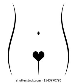 Bikini zone with heart flat icon. Isolated vector illustration