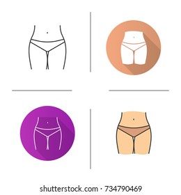 Bikini zone icon. Flat design, linear and color styles. Isolated vector illustrations
