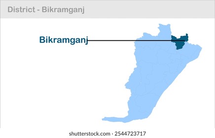 Mapa do sub-distrito de Bikramganj, Distrito de Rohtas, Estado de Bihar, República da Índia, Governo de Bihar, Território indiano, Índia Oriental, Política, Aldeia, Turismo