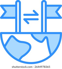 Bilateralism Icon Blue Color Vector Illustration