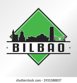 Bilbao, Biscay, Spain Skyline Logo. Adventure Landscape Design Vector City Illustration Vector illustration.