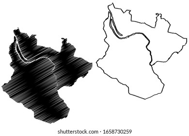 Bilbao City (Reino de España, País Vasco) mapa ilustración vectorial, dibujo garabateado Ciudad de Bilbao mapa