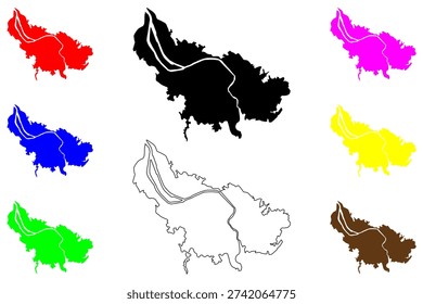 Bilbao city (Kingdom of Spain) map vector illustration, scribble sketch Bilbo map