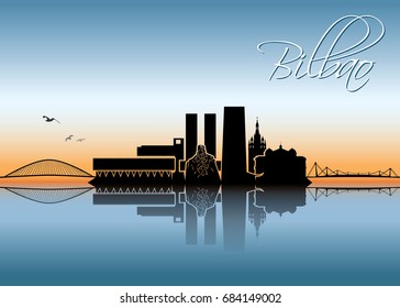 Bilbao skyline - Spain - vector illustration