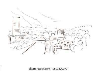 Bilbao Spain Europe vector sketch city illustration line art