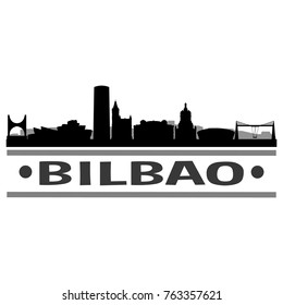 Bilbao Spain Skyline Silhouette Stamp City Design Vector Art Template 