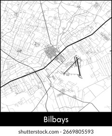Mapa de la ciudad de Bilbays, Egipto - Afiche de mapa de Vector topográfico