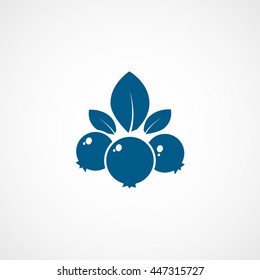 Bilberry Blackberry Redcurrant Blueberry Blue Flat Icon On White Background