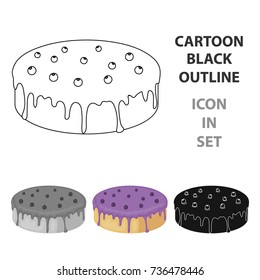 Bilberry cake icon in cartoon style isolated on white background. Cakes symbol stock vector illustration.