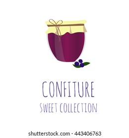 Bilberry jam-jar, confiture sweet collection, element for design