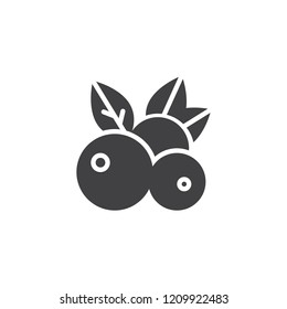 Bilberry with leaves vector icon. filled flat sign for mobile concept and web design. Blackberry Redcurrant Blueberry simple solid icon. Symbol, logo illustration. Pixel perfect vector graphics