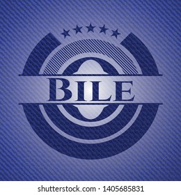 Bile badge with jean texture. Vector Illustration. Detailed.